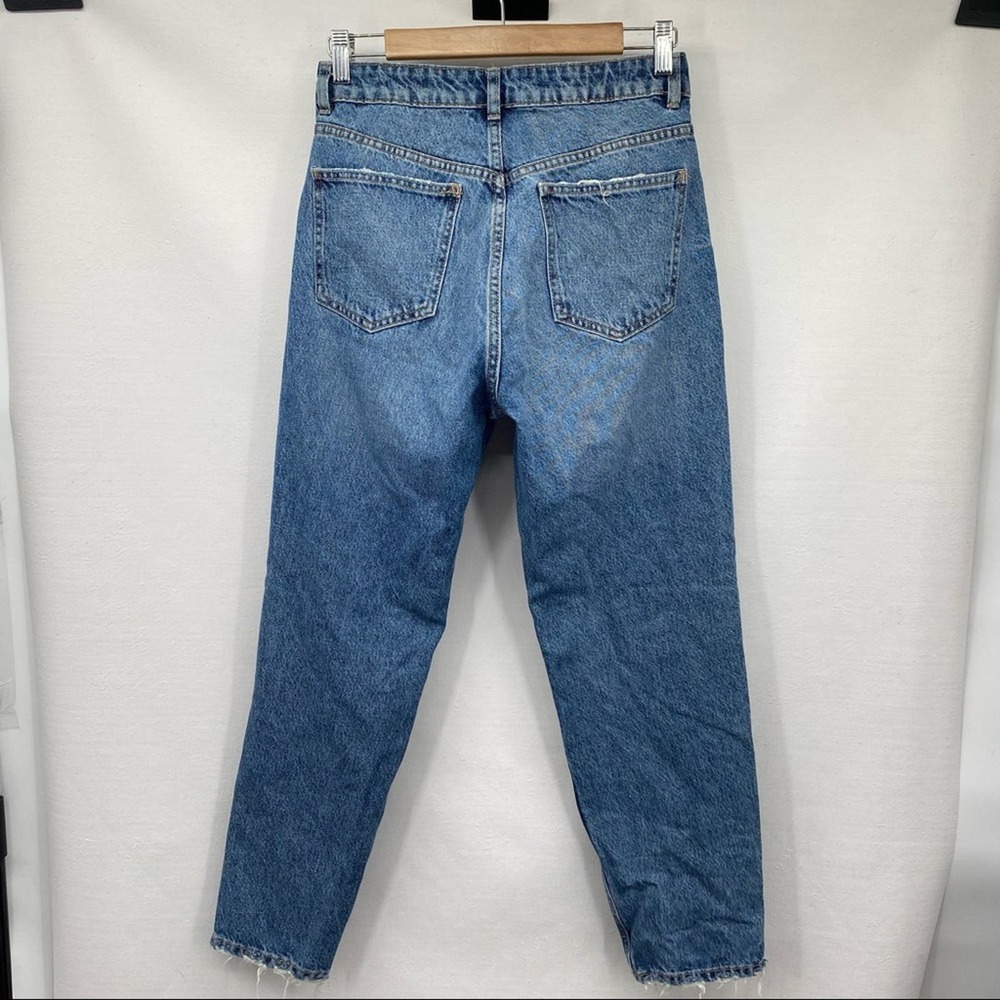 Zara Medium Wash Distressed Slim Straight Jeans - Picture 2 of 8